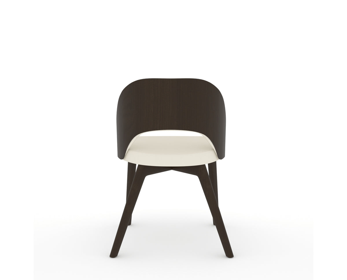 Canadel Downtown Ply Dining Chair in Davy's Grey, YJ Faux Leather, back view