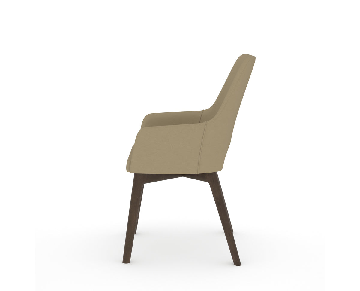 Canadel Downtown Norr Dining Chair in Hazelnut Washed, XY Faux Leather, side view
