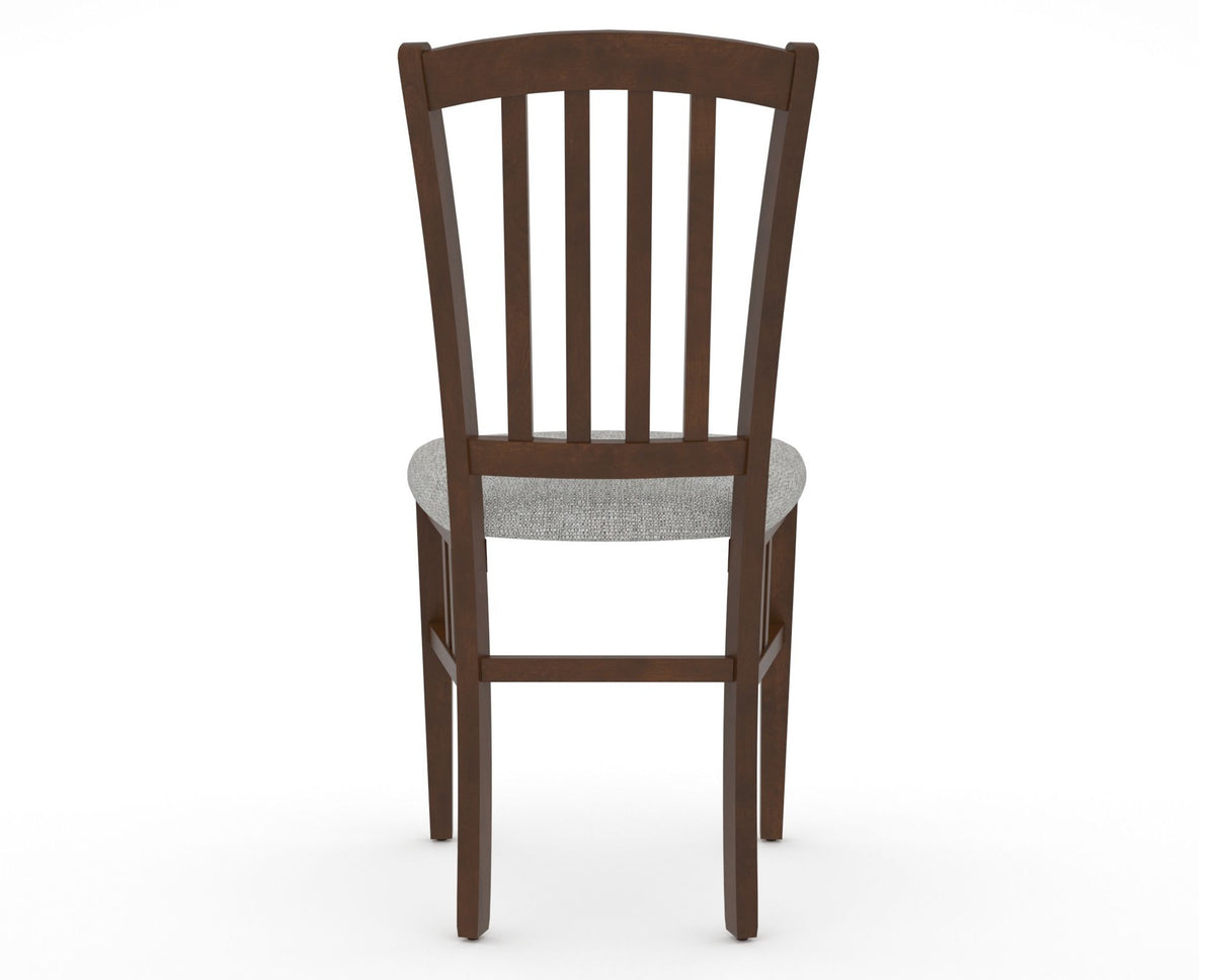 Canadel Dining Chair 0048 in 7C Fabric and 19 Cognac Washed, back view