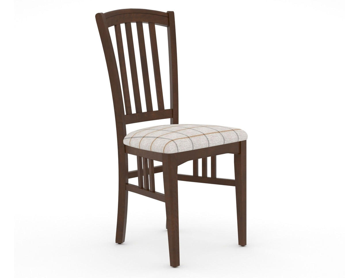 Canadel Dining Chair 0048 in OZ Fabric and 19 Cognac Washed, three-quarter view