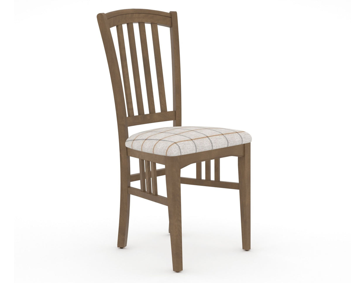 Canadel Dining Chair 0048 in OZ Fabric and 25 Pecan Washed, three-quarter view