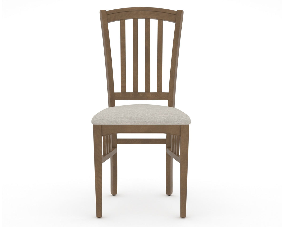 Canadel Dining Chair 0048 in TB Fabric and 25 Pecan Washed, front view