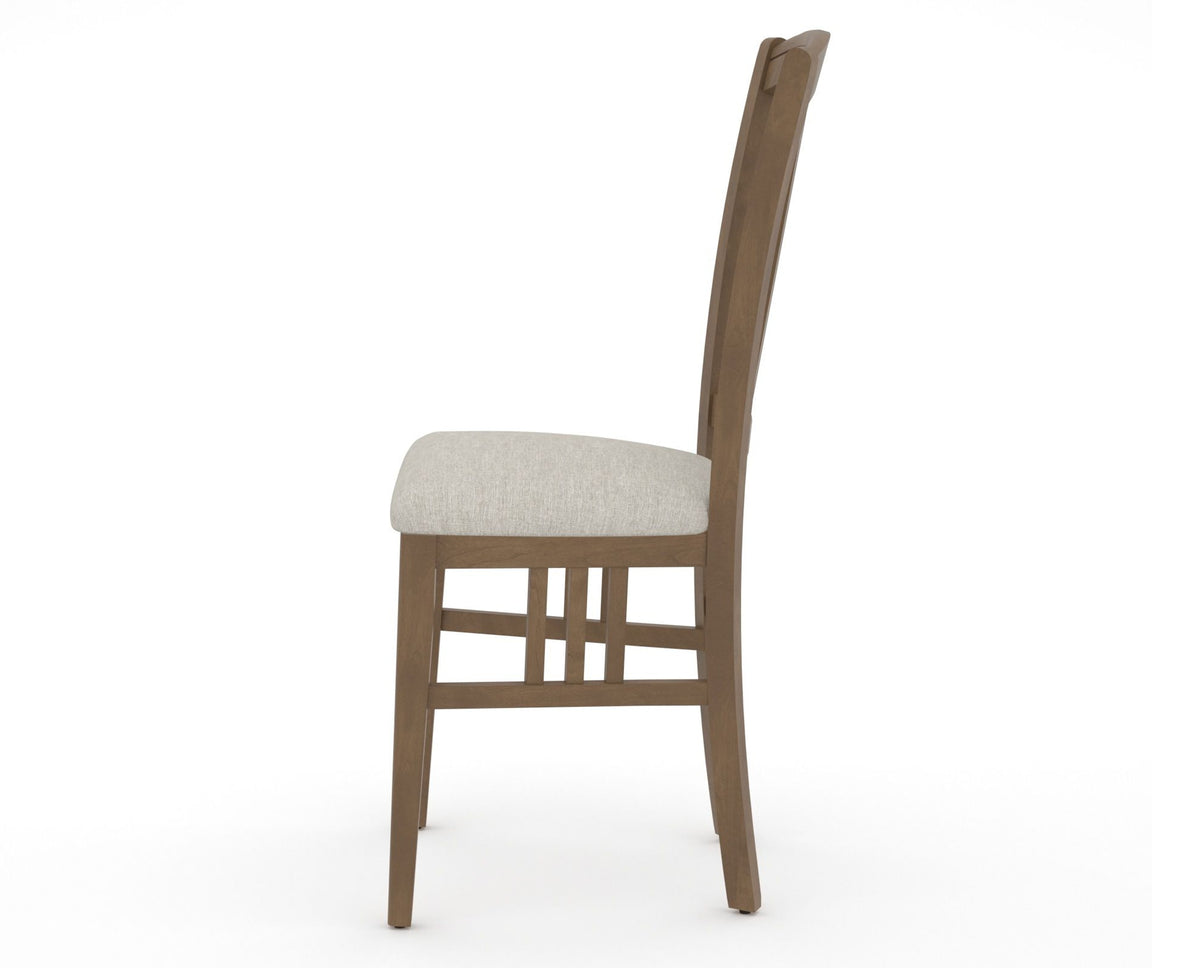 Canadel Dining Chair 0048 in TB Fabric and 25 Pecan Washed, side view
