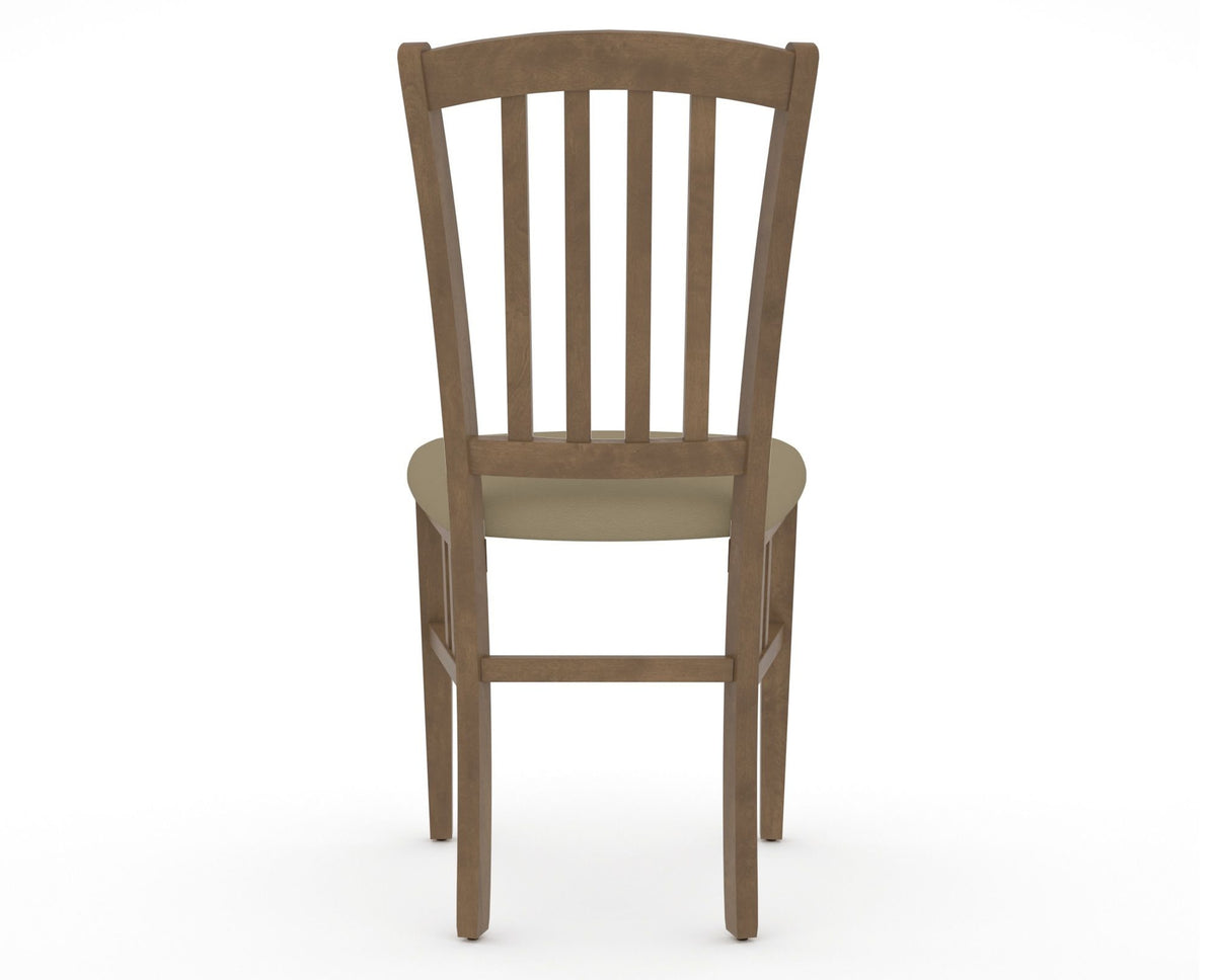 Canadel Dining Chair 0048 in XY Faux Leather and 25 Pecan Washed, back view