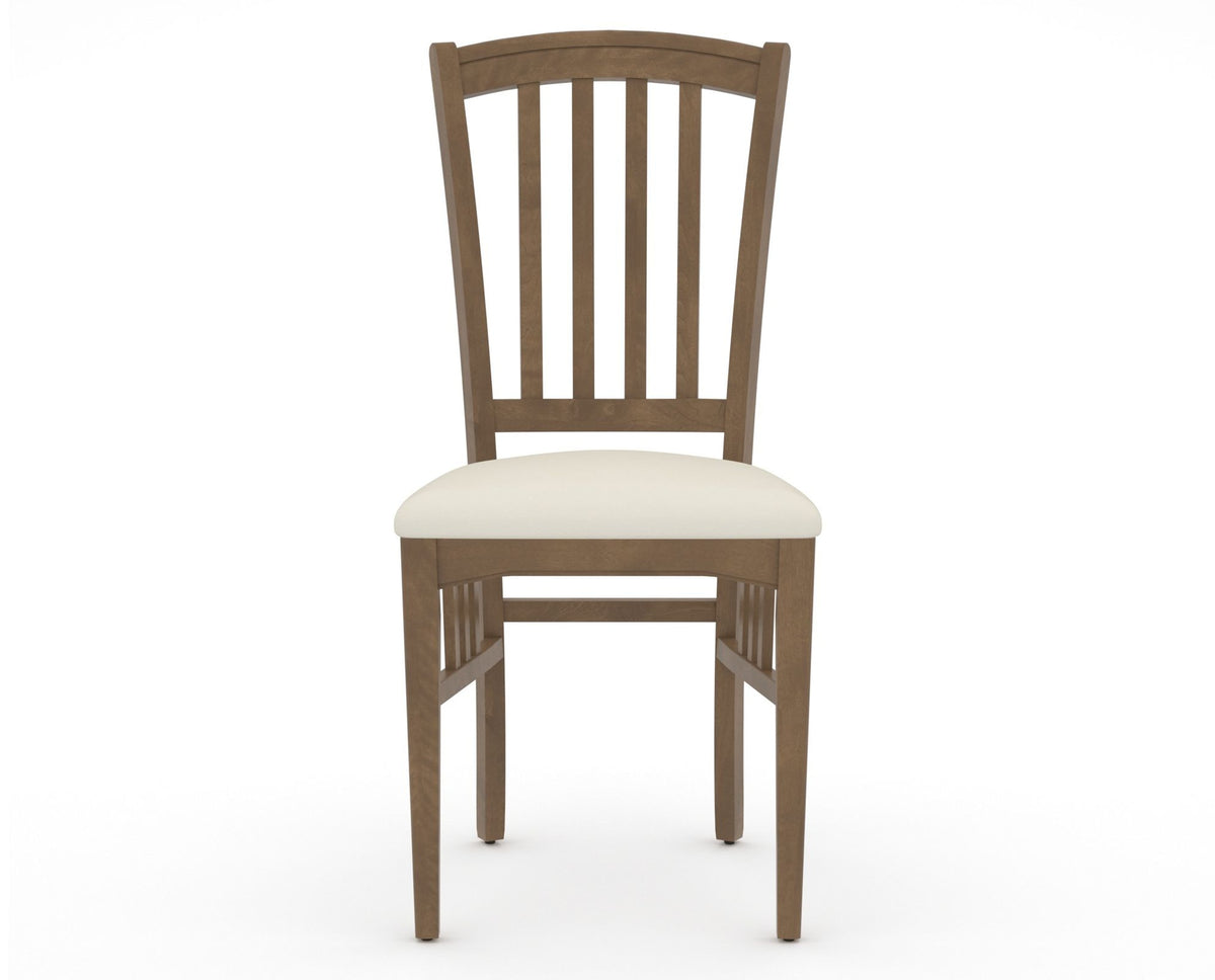 Canadel Dining Chair 0048 in YJ Faux Leather and 25 Pecan Washed, front view