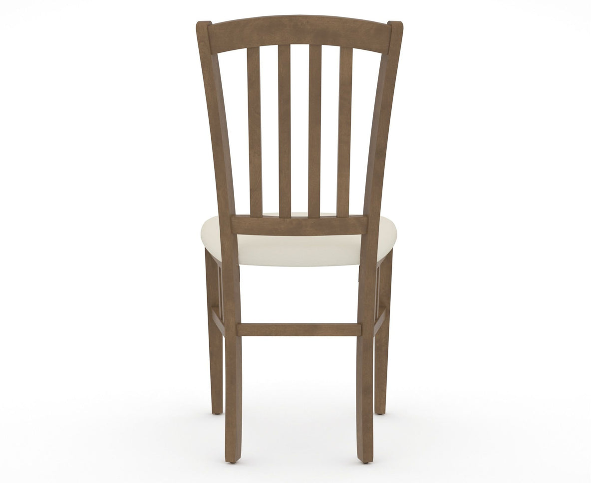 Canadel Dining Chair 0048 in YJ Faux Leather and 25 Pecan Washed, back view