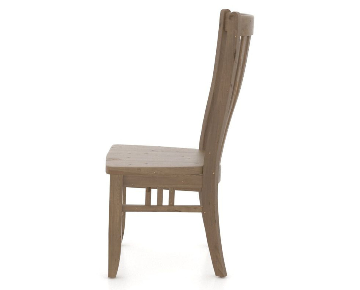 Canadel Champlain Dining Chair 0119 in Wood Seat and 25 Pecan Washed, side view