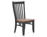 Canadel Champlain Dining Chair 0119 in Wood Seat and 63 Black / 33 Spice Washed, three-quarter view