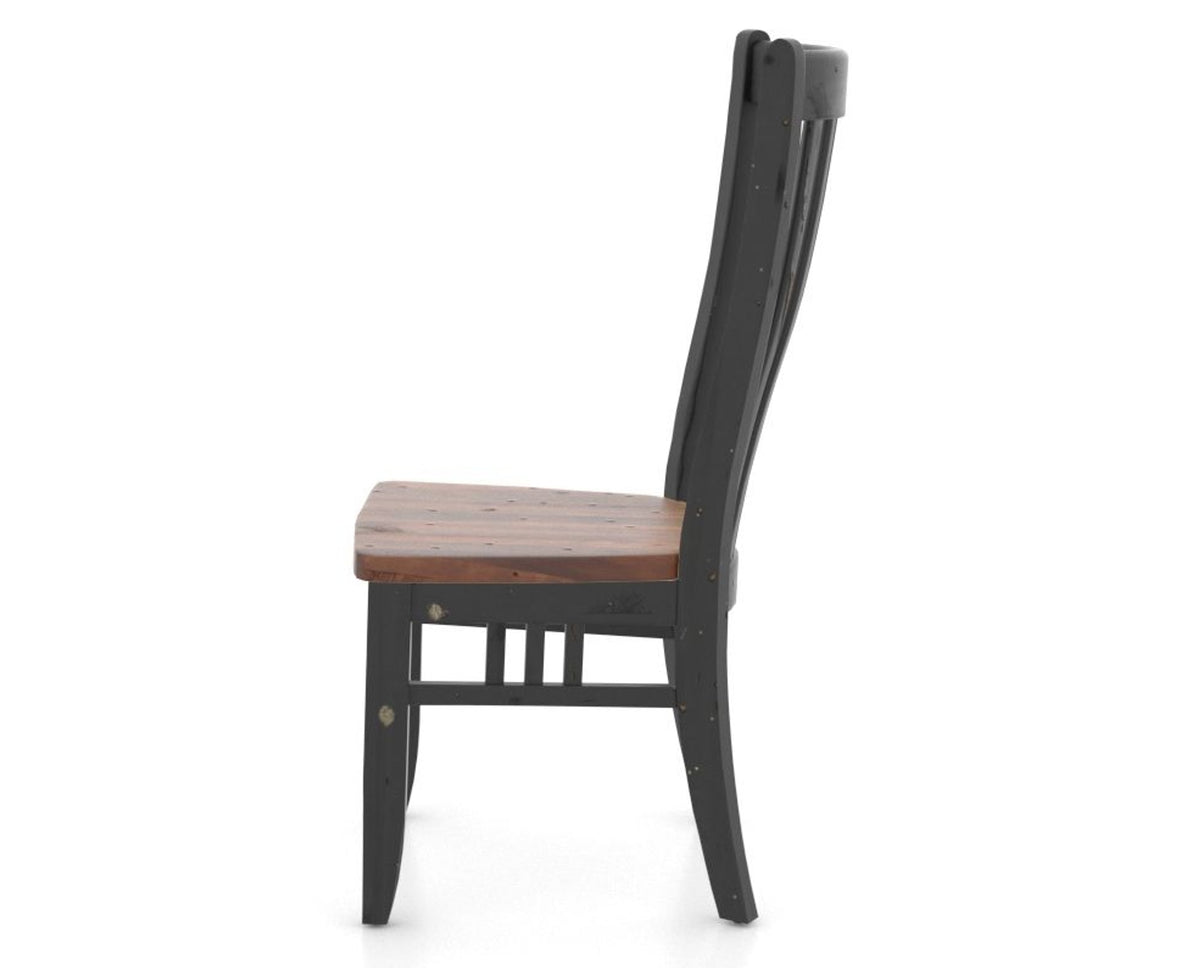 Canadel Champlain Dining Chair 0119 in Wood Seat and 63 Black / 33 Spice Washed, side view