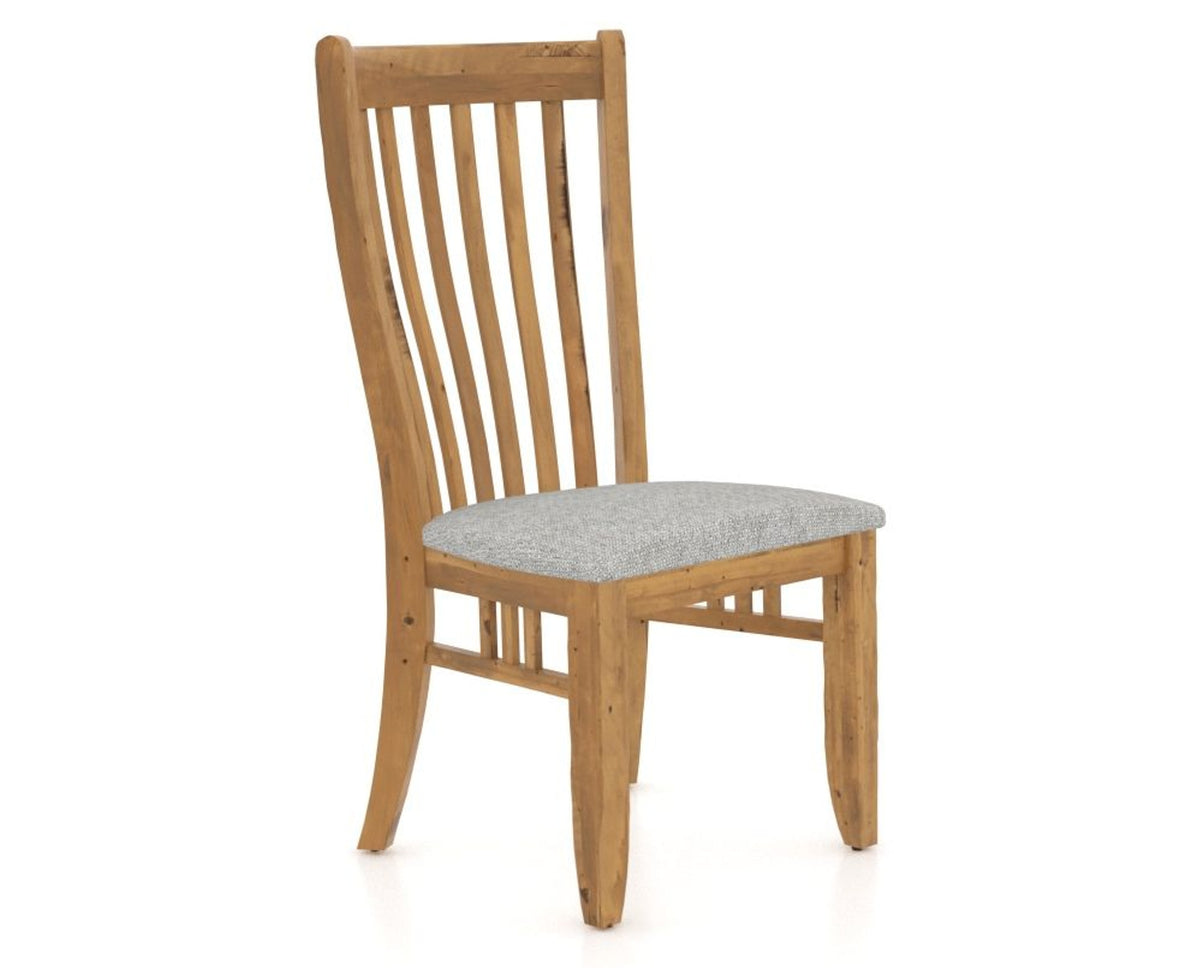 Canadel Champlain Dining Chair 0119 in 7C Fabric and 01 Honey Washed, three-quarter view