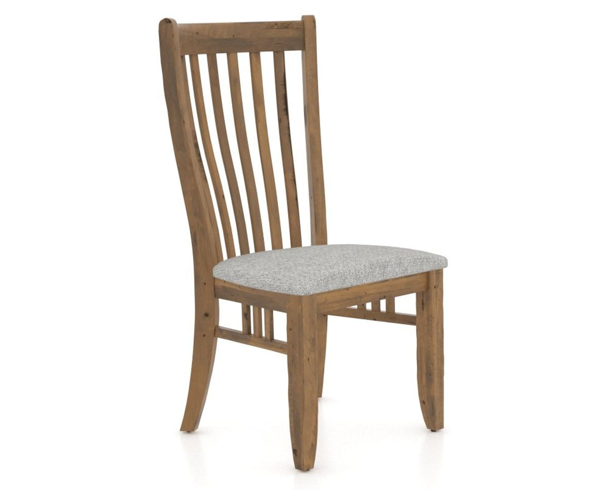 Canadel Champlain Dining Chair 0119 in 7C Fabric and 03 Oak Washed, three-quarter view