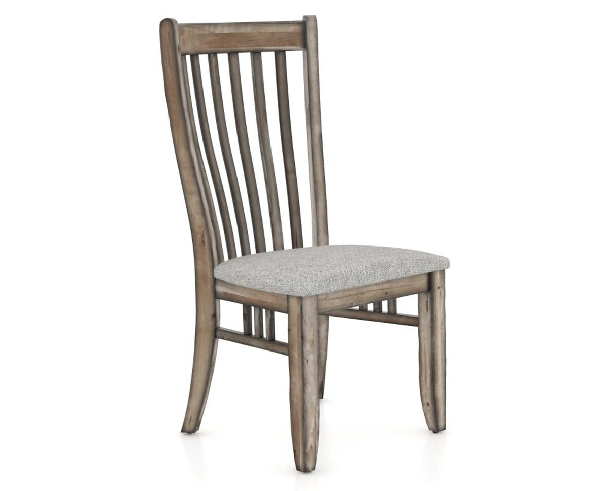 Canadel Champlain Dining Chair 0119 in 7C Fabric and 72 Heritage Nature, three-quarter view