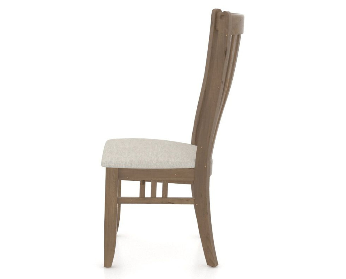 Canadel Champlain Dining Chair 0119 in TB Fabric and 25 Pecan Washed, side view