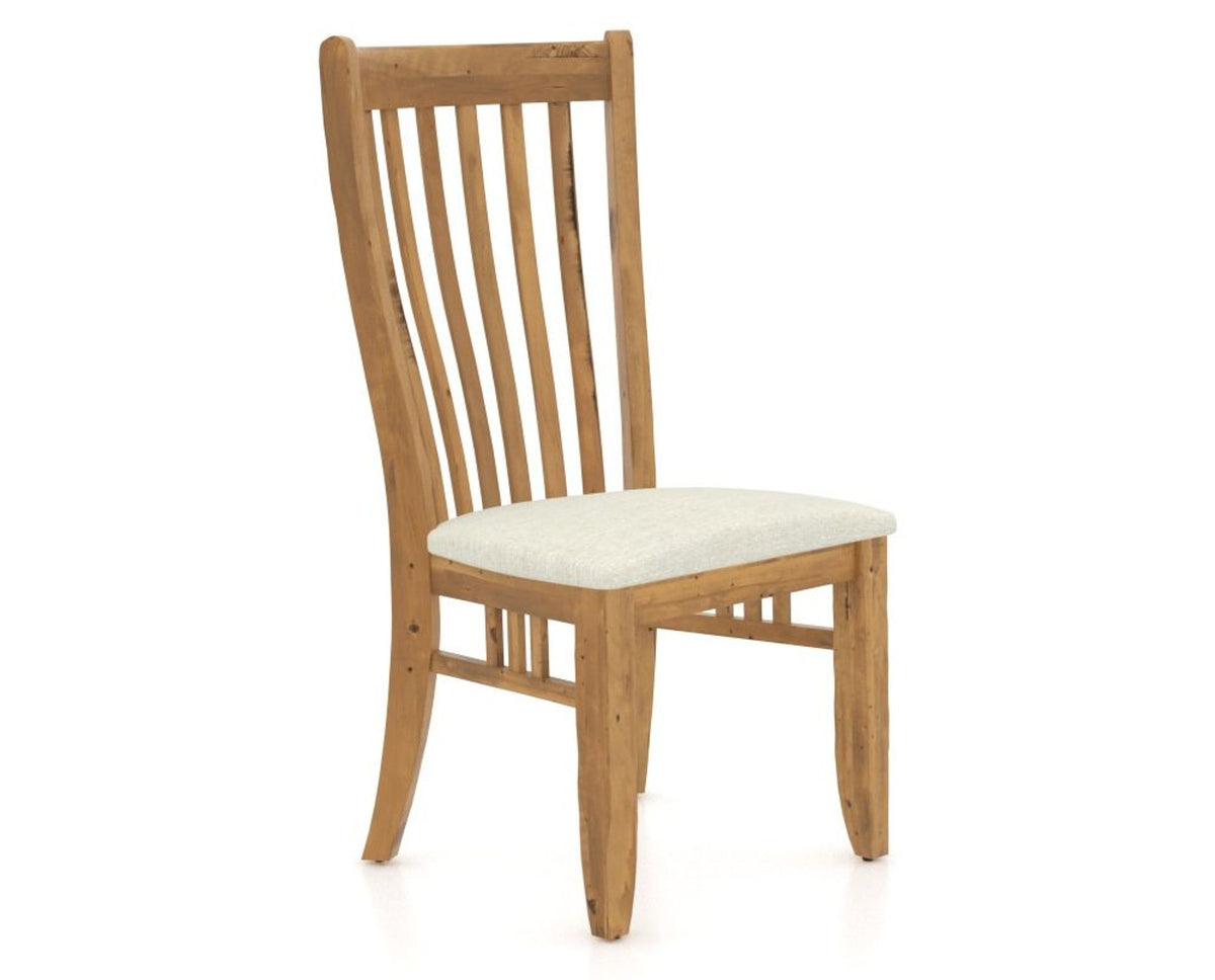 Canadel Champlain Dining Chair 0119 in TW Fabric and 01 Honey Washed, three-quarter view