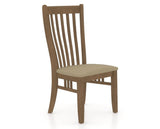 Canadel Dining Chair 0119 in XY Faux Leather and 25 Pecan Washed, three-quarter view