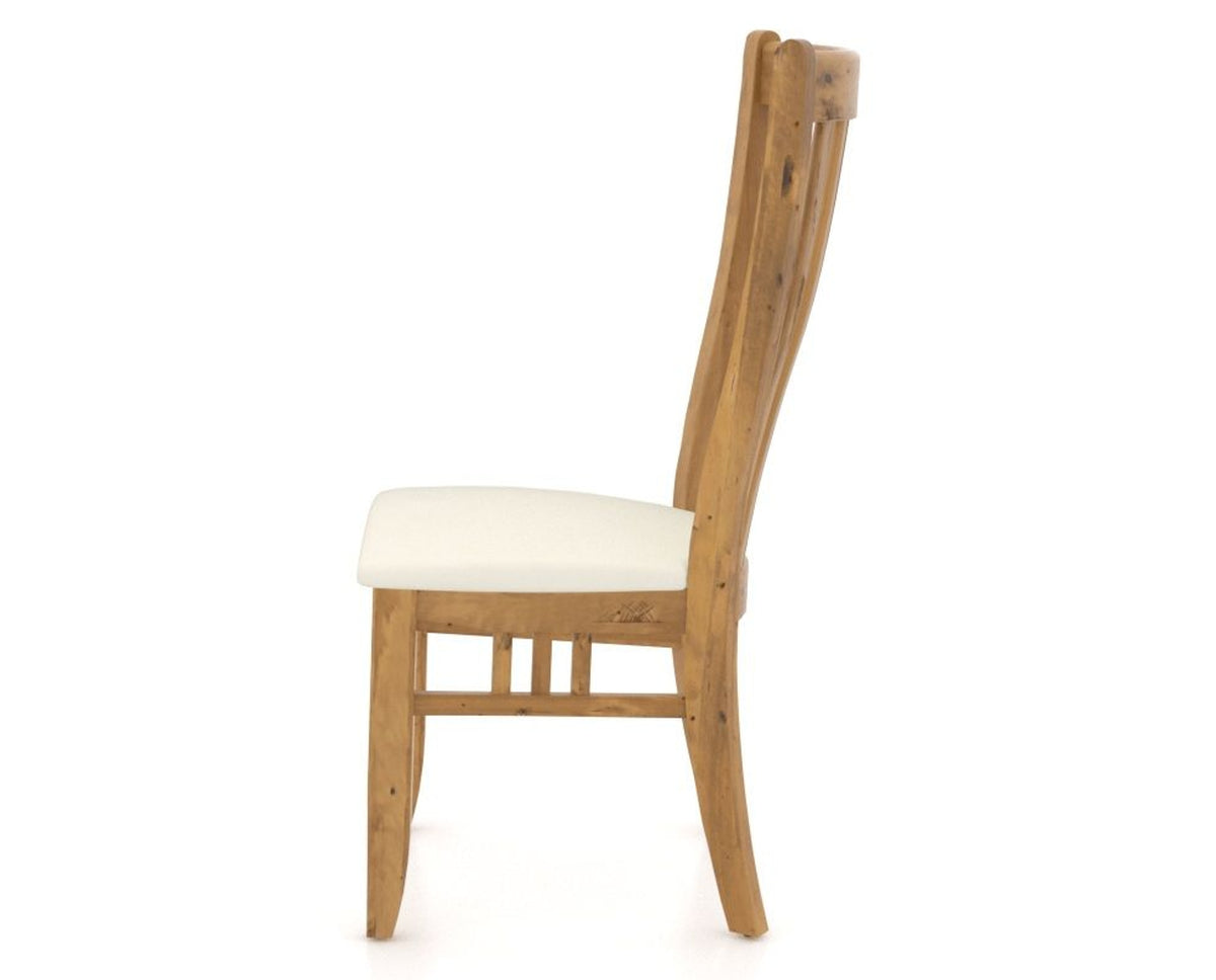 Canadel Champlain Dining Chair 0119 in YJ Faux Leather and 01 Honey Washed, side view