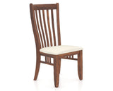 Canadel Champlain Dining Chair 0119 in YJ Faux Leather and 33 Spice Washed, three-quarter view