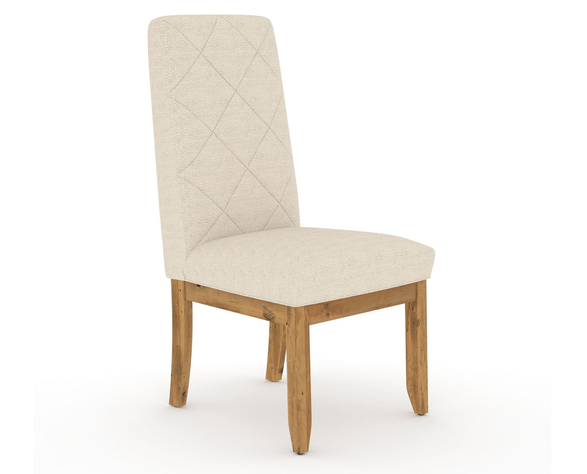 Canadel Champlain Upholstered Dining Chair 0138 in 6K Sunbrella® and 01 Honey Washed and Quilted Back, three-quarter view