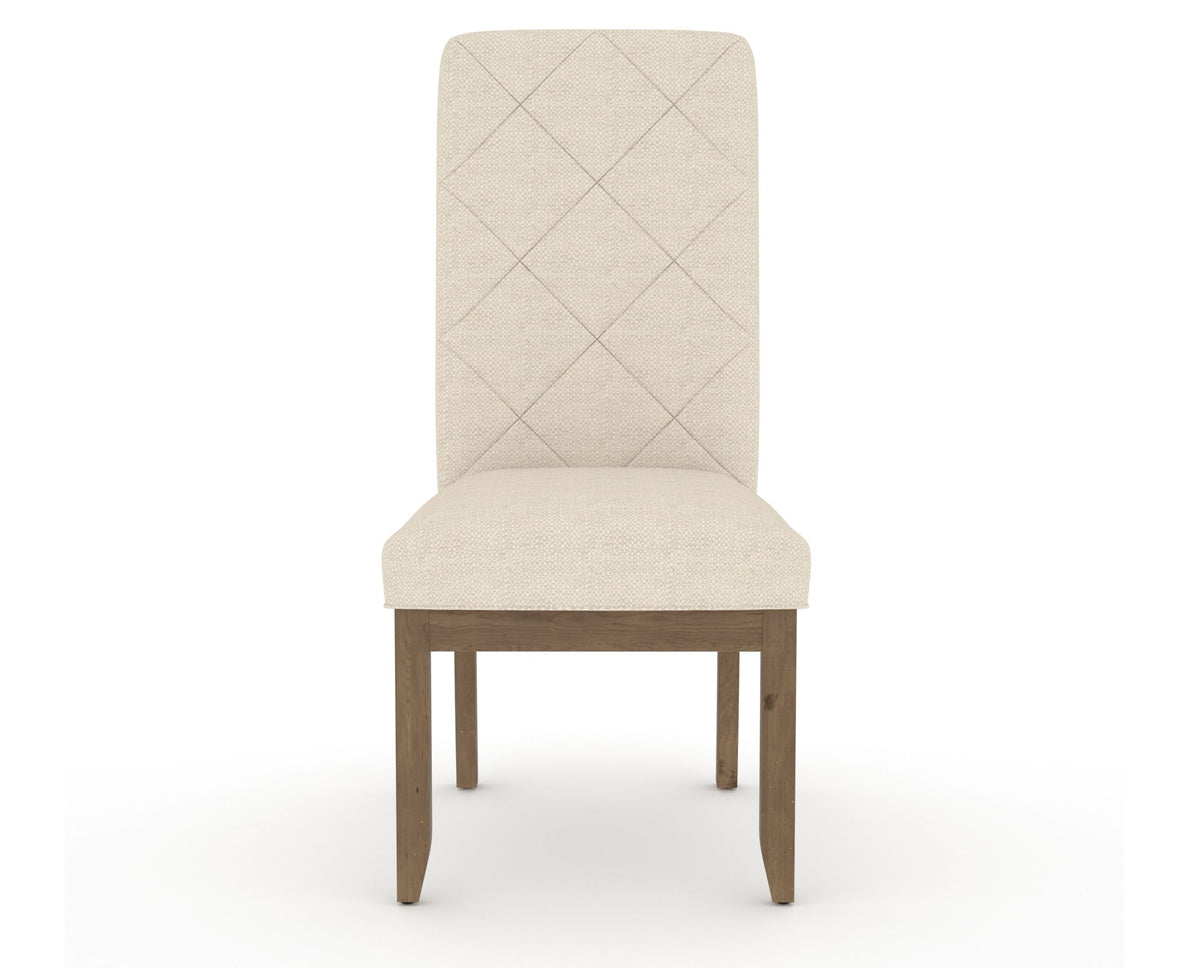 Canadel Champlain Upholstered Dining Chair 0138 in 6K Sunbrella® and 25 Pecan Washed and Quilted Back, front view