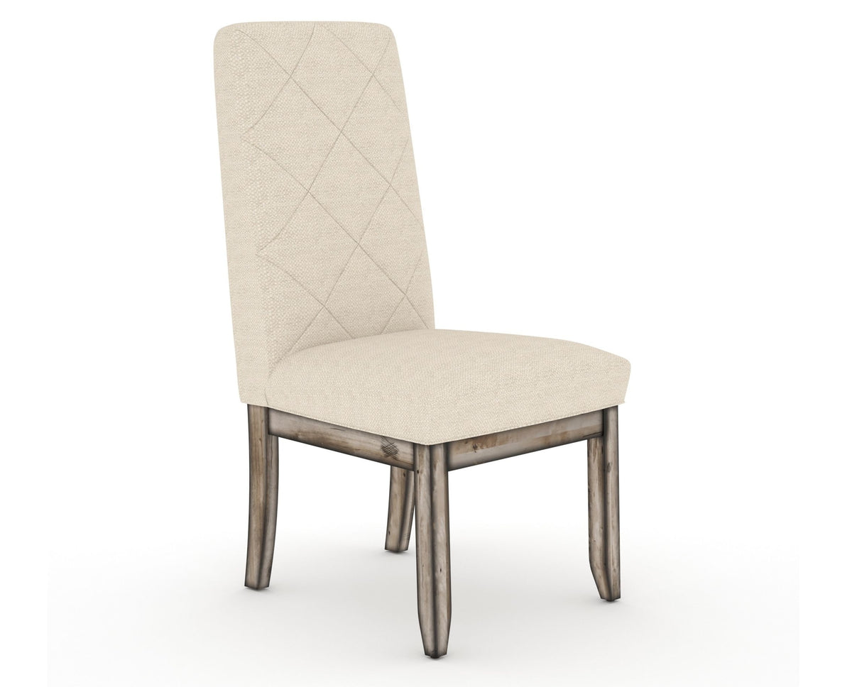 Canadel Champlain Upholstered Dining Chair 0138 in 6K Sunbrella® and 72 Heritage Nature and Quilted Back, three-quarter view