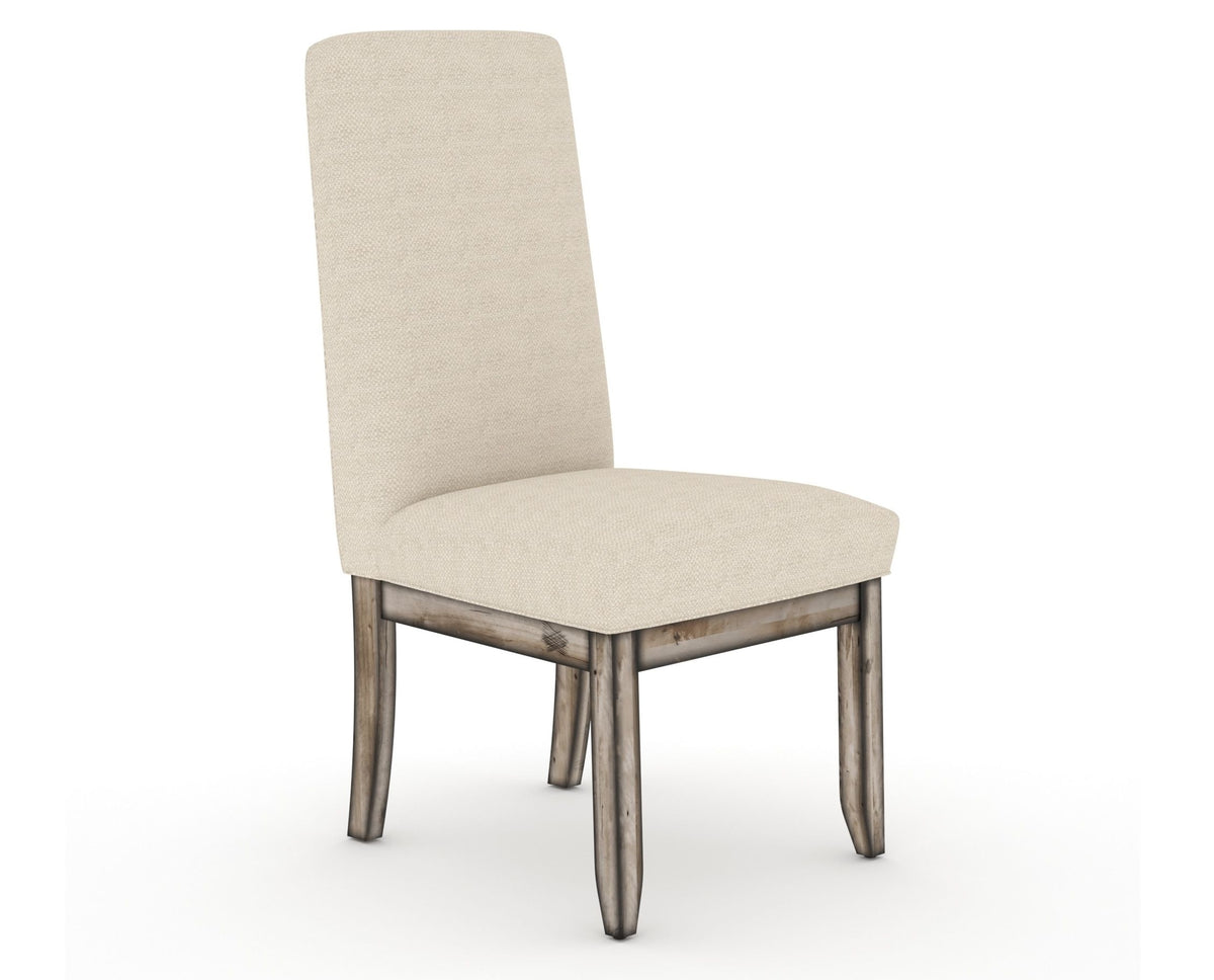 Canadel Champlain Upholstered Dining Chair 0138 in 6K Sunbrella® and 72 Heritage Nature and Plain Back, three-quarter view
