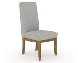 Canadel Champlain Upholstered Dining Chair 0138 in 7C Fabric and 03 Oak Washed and Plain Back, three-quarter view