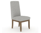 Canadel Champlain Upholstered Dining Chair 0138 in 7C Fabric and 25 Pecan Washed and Plain Back, three-quarter view
