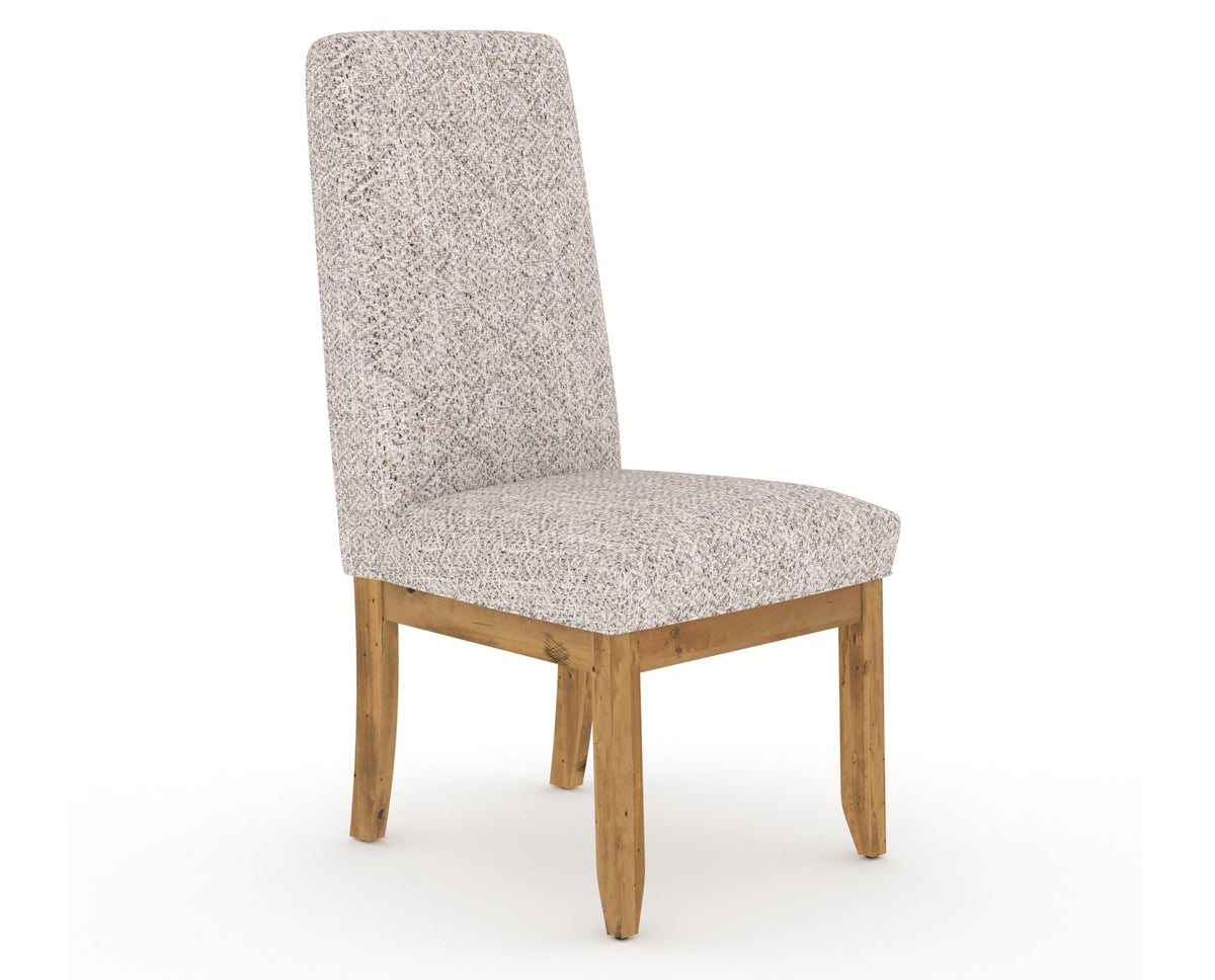 Canadel Champlain Upholstered Dining Chair 0138 in FP Crypton® and 01 Honey Washed and Quilted Back, three-quarter view