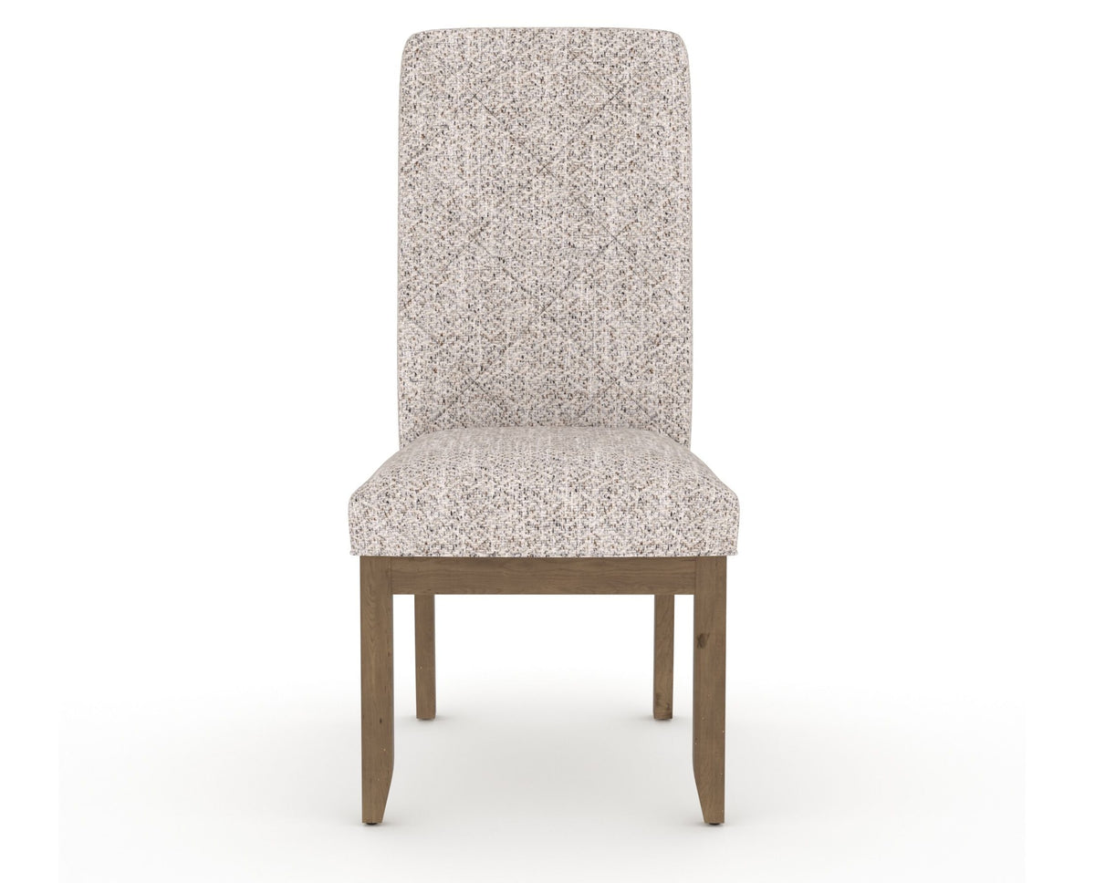 Canadel Champlain Upholstered Dining Chair 0138 in FP Crypton® and 25 Pecan Washed and Quilted Back, front view
