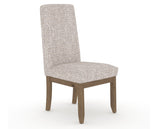 Canadel Champlain Upholstered Dining Chair 0138 in FP Crypton® and 25 Pecan Washed and Plain Back, three-quarter view