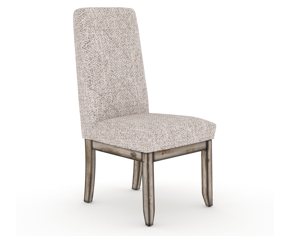 Canadel Champlain Upholstered Dining Chair 0138 in FP Crypton® and 72 Heritage Nature and Quilted Back, three-quarter view