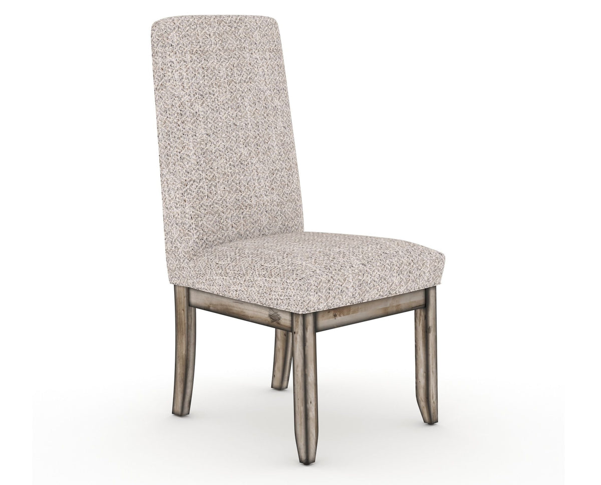 Canadel Champlain Upholstered Dining Chair 0138 in FP Crypton® and 72 Heritage Nature and Plain Back, three-quarter view