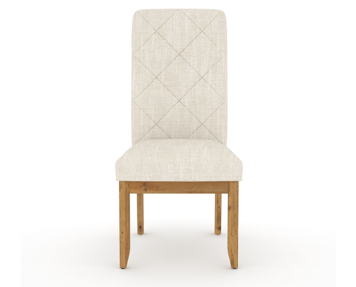 Canadel Champlain Upholstered Dining Chair 0138 in FT InsideOut® and 01 Honey Washed and Quilted Back, front view