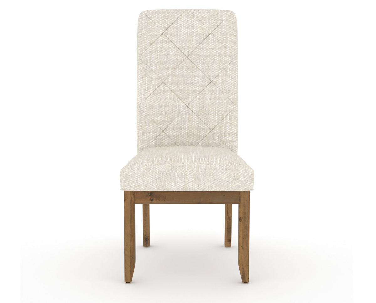 Canadel Champlain Upholstered Dining Chair 0138 in FT InsideOut® and 03 Oak Washed and Quilted Back, front view