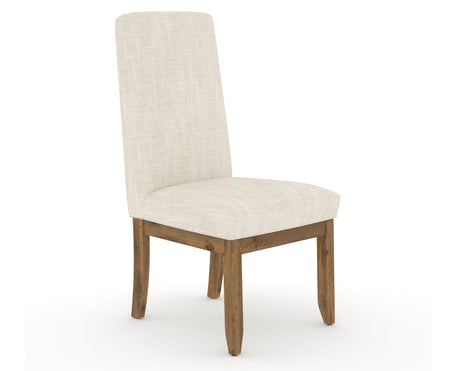 Canadel Champlain Upholstered Dining Chair 0138 in FT InsideOut® and 03 Oak Washed and Plain Back, three-quarter view