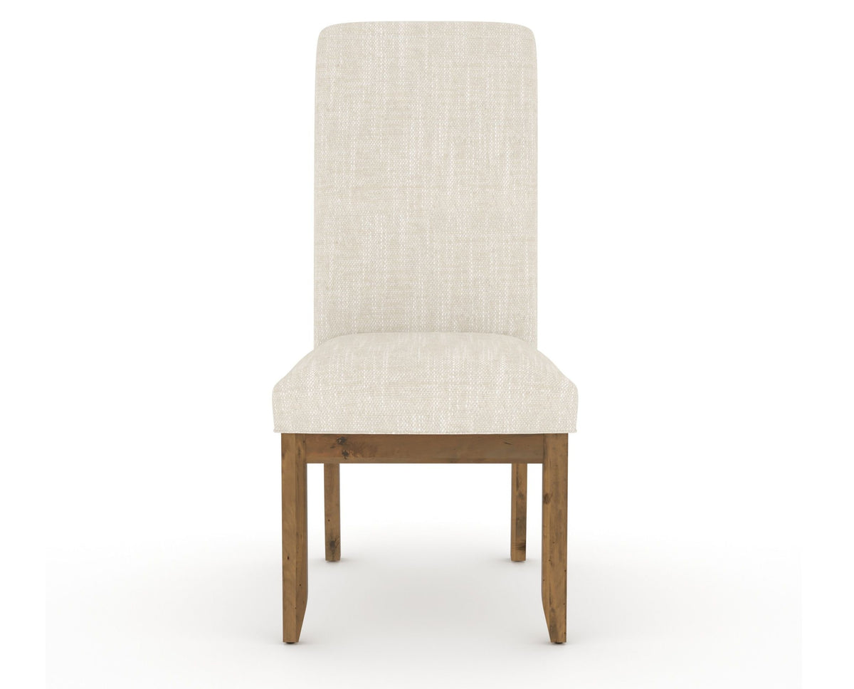 Canadel Champlain Upholstered Dining Chair 0138 in FT InsideOut® and 03 Oak Washed and Plain Back, front view