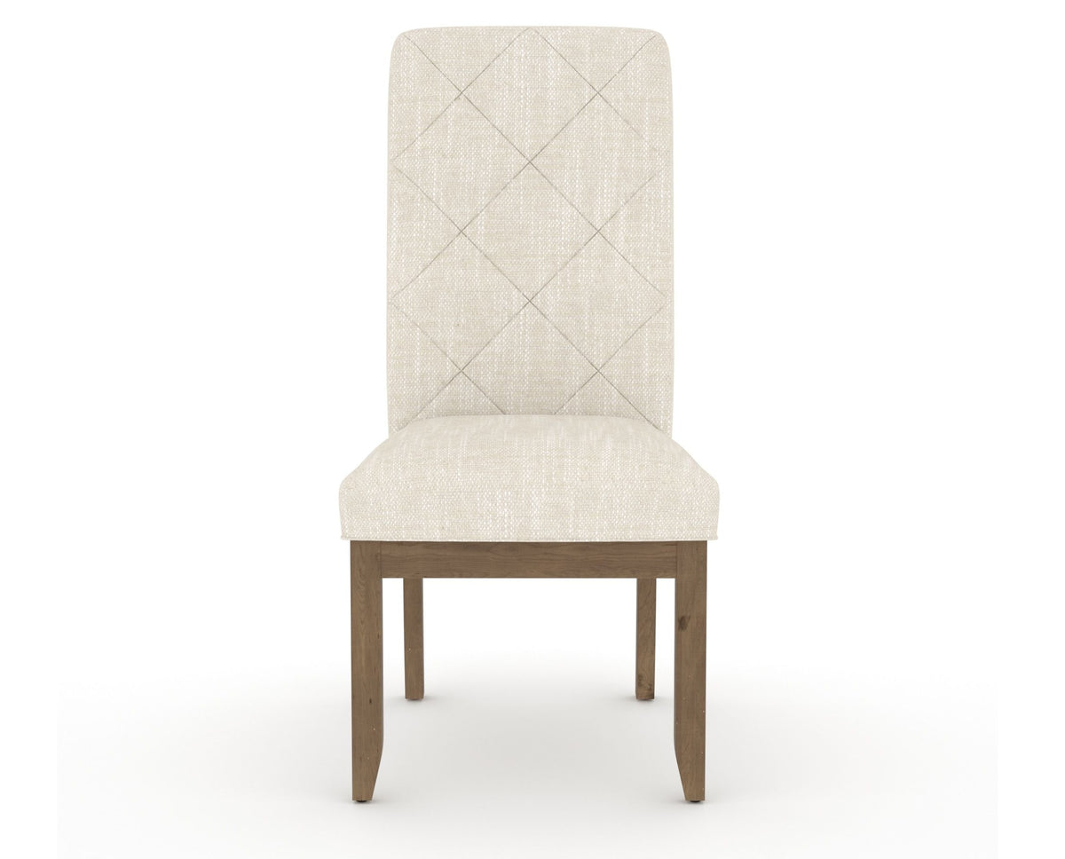 Canadel Champlain Upholstered Dining Chair 0138 in FT InsideOut® and 25 Pecan Washed and Quilted Back, front view