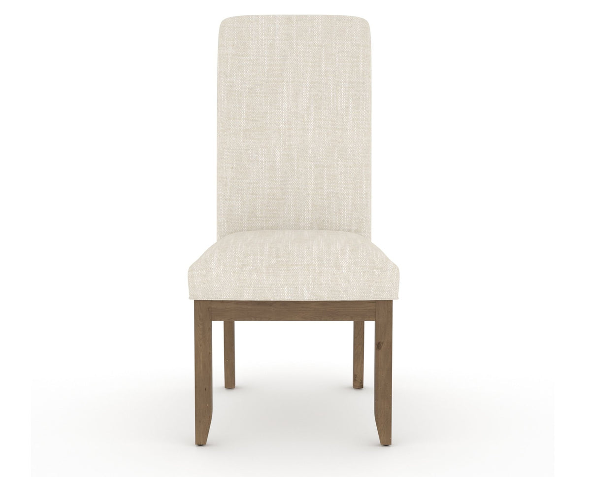 Canadel Champlain Upholstered Dining Chair 0138 in FT InsideOut® and 25 Pecan Washed and Plain Back, front view