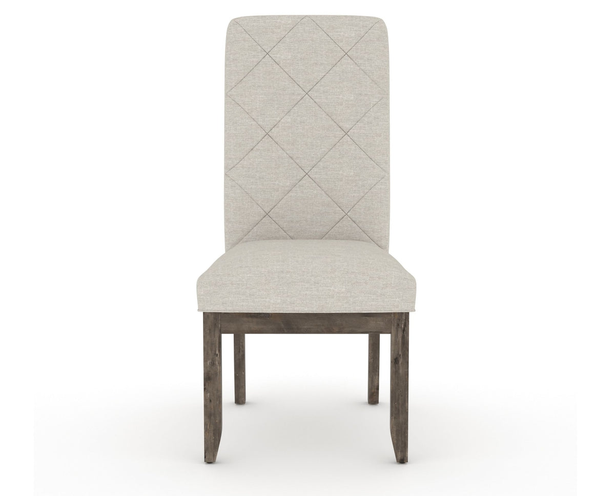 Canadel Champlain Upholstered Dining Chair 0138 in TB Fabric and 08 Shadow and Quilted Back, front view