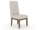 Canadel Champlain Upholstered Dining Chair 0138 in TB Fabric and 25 Pecan Washed and Quilted Back, three-quarter view