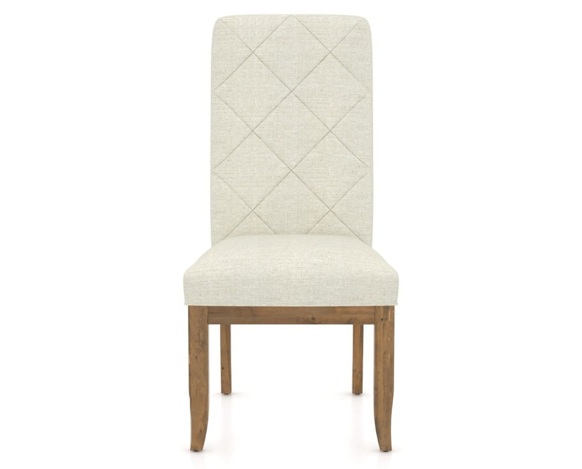 Canadel Champlain Upholstered Dining Chair 0138 in Oak Washed and Quilted Fabric TW, front view
