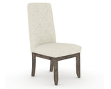 Canadel Champlain Upholstered Dining Chair 0138 in TW Fabric and 08 Shadow and Quilted Back, three-quarter view