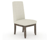 Canadel Champlain Upholstered Dining Chair 0138 in TW Fabric and 08 Shadow and Plain Back, three-quarter view