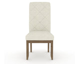 Canadel Champlain Upholstered Dining Chair 0138 in TW Fabric and 25 Pecan Washed and Quilted Back, front view