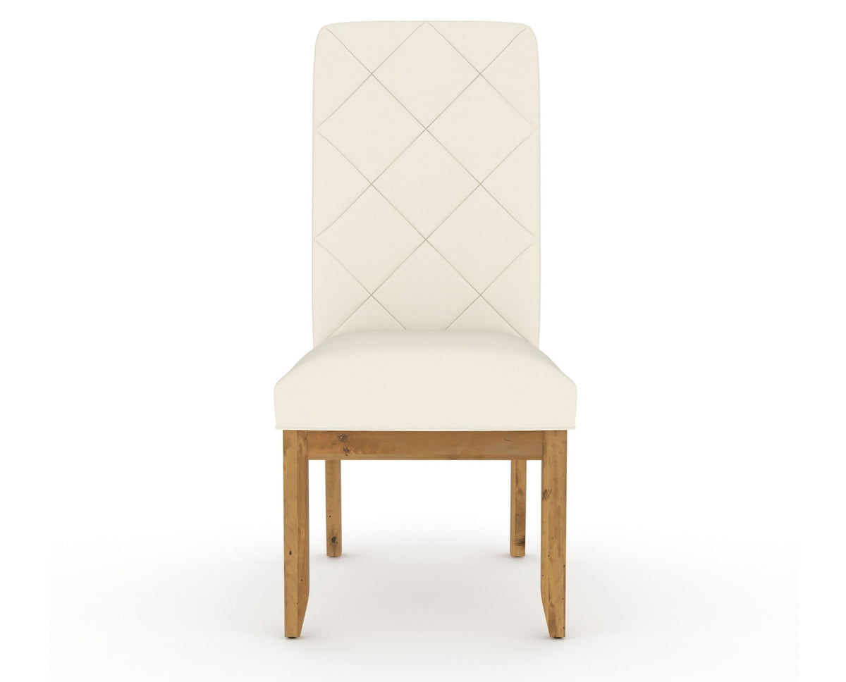Canadel Champlain Upholstered Dining Chair 0138 in YJ Faux Leather and 01 Honey Washed and Quilted Back, front view