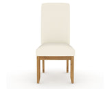 Canadel Champlain Upholstered Dining Chair 0138 in YJ Faux Leather and 01 Honey Washed and Plain Back, front view