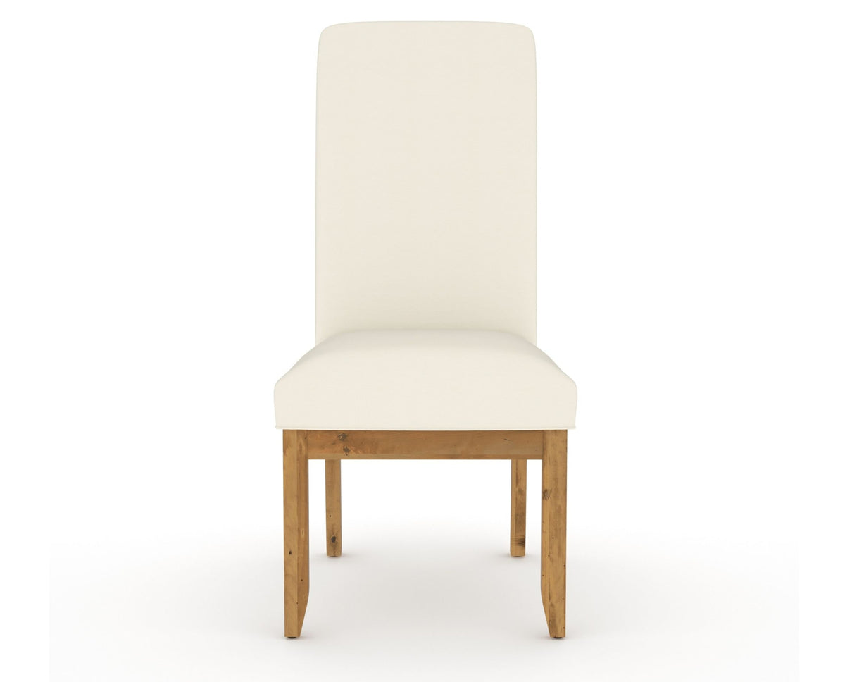 Canadel Champlain Upholstered Dining Chair 0138 in YJ Faux Leather and 01 Honey Washed and Plain Back, front view