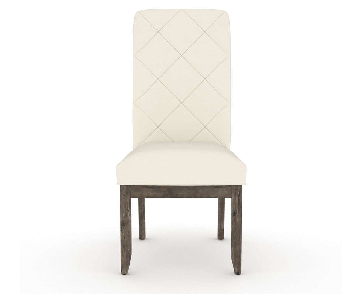 Canadel Champlain Upholstered Dining Chair 0138 in YJ Faux Leather and 08 Shadow and Quilted Back, front view