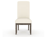 Canadel Champlain Upholstered Dining Chair 0138 in YJ Faux Leather and 08 Shadow and Plain Back, front view