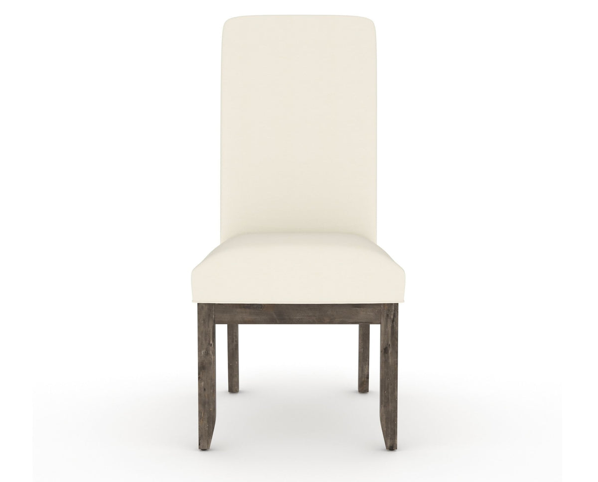 Canadel Champlain Upholstered Dining Chair 0138 in YJ Faux Leather and 08 Shadow and Plain Back, front view